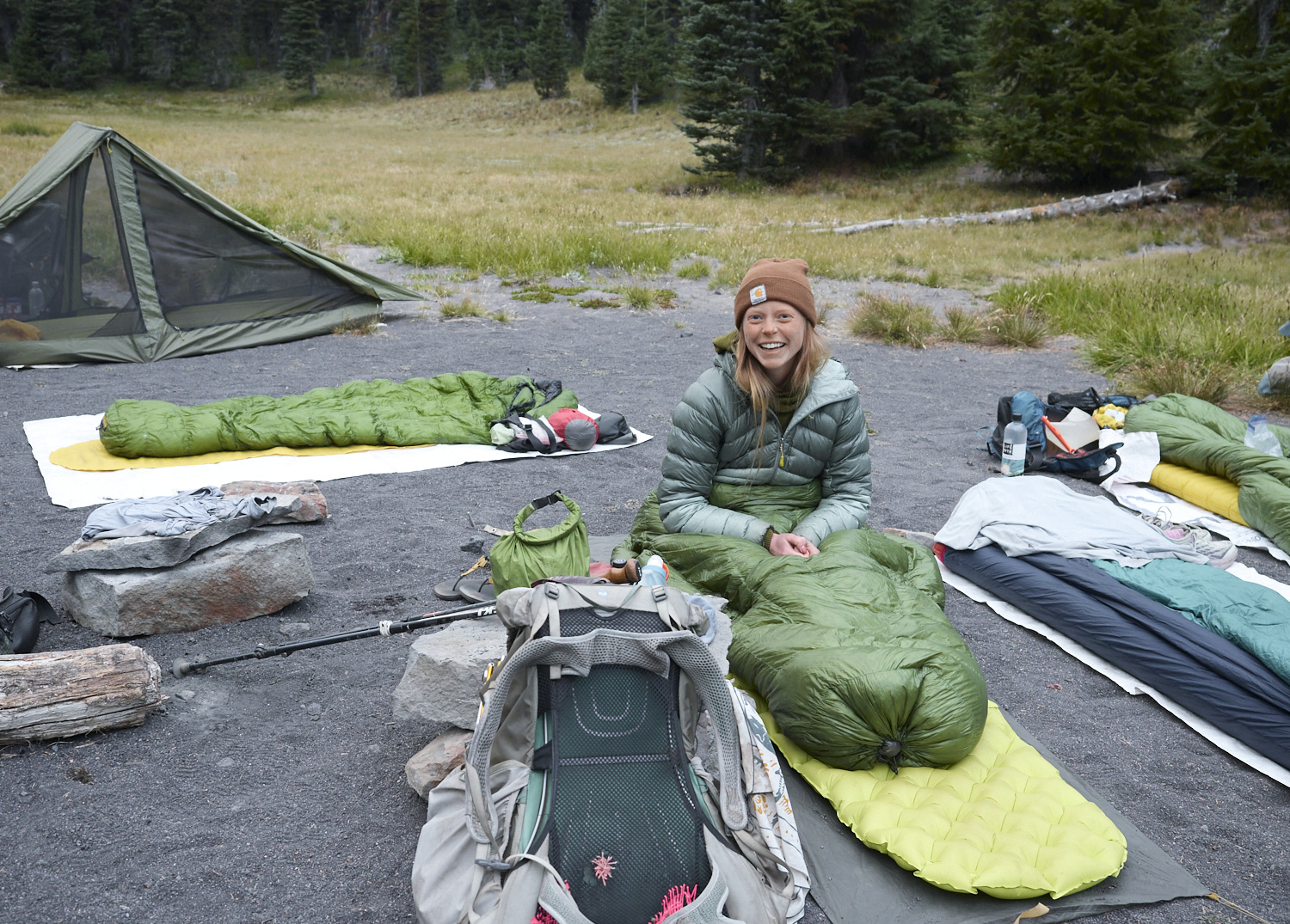 „Tiny bladder“ bevorzugt an diesem Abend ein einfaches Cowboy Camp ohne Zelt.